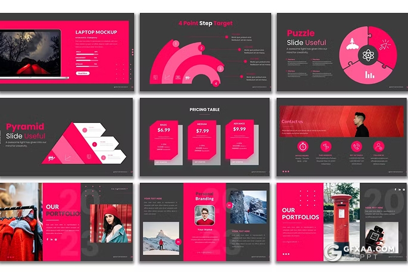 48页时尚摄影图片展示团队介绍通用国外PPT模板 - 顶尖PPT