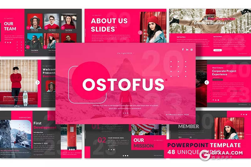 48页时尚摄影图片展示团队介绍通用国外PPT模板 - 顶尖PPT