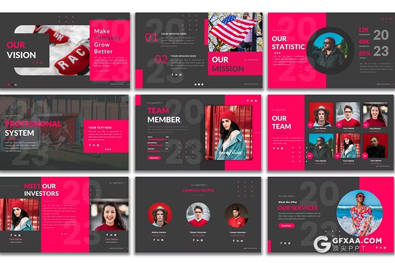 48页时尚摄影图片展示团队介绍通用国外PPT模板 - 顶尖PPT