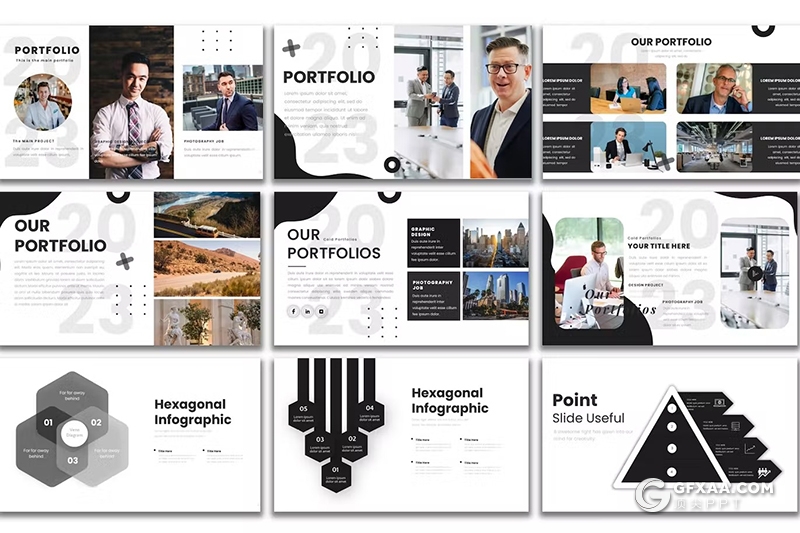 49页黑白配色商业计划业务合作商务通用国外PPT模板 - 顶尖PPT