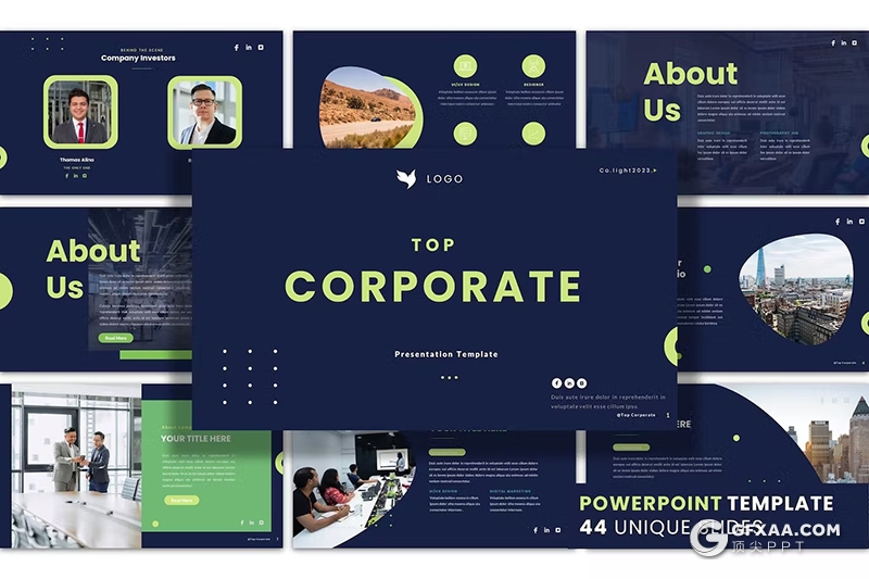 44页企业简介团队介绍商业计划合作商务通用国外PPT模板 - 顶尖PPT