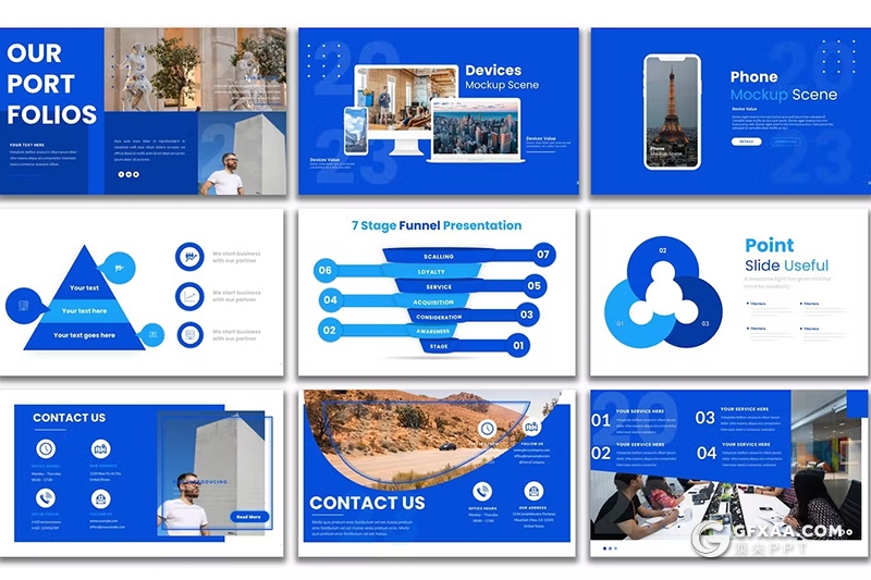 51页蓝色企业年计划总结汇报商务通用国外PPT模板 - 顶尖PPT