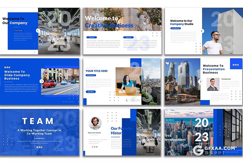 51页蓝色企业年计划总结汇报商务通用国外PPT模板 - 顶尖PPT