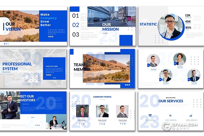 51页蓝色企业年计划总结汇报商务通用国外PPT模板 - 顶尖PPT