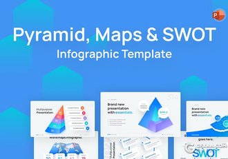 15页金字塔地图商务数据展示图形图表KeyNote模板 - 顶尖PPT