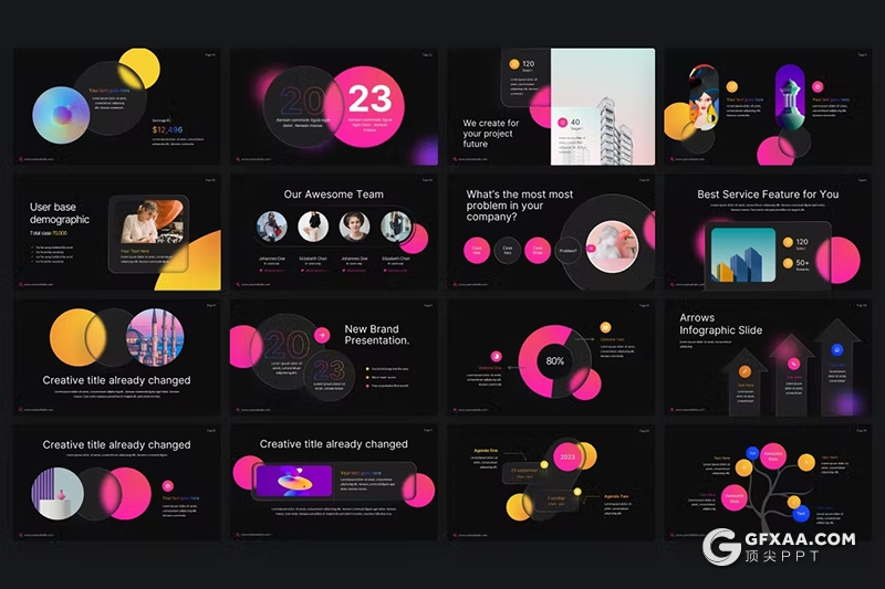 40页创意时尚企业简介业务合作商业计划通用国外PPT模板 - 顶尖PPT