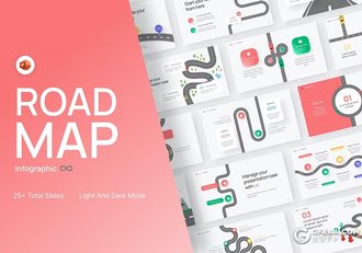 25页路线图信息图形图表PPT模板 - 顶尖PPT