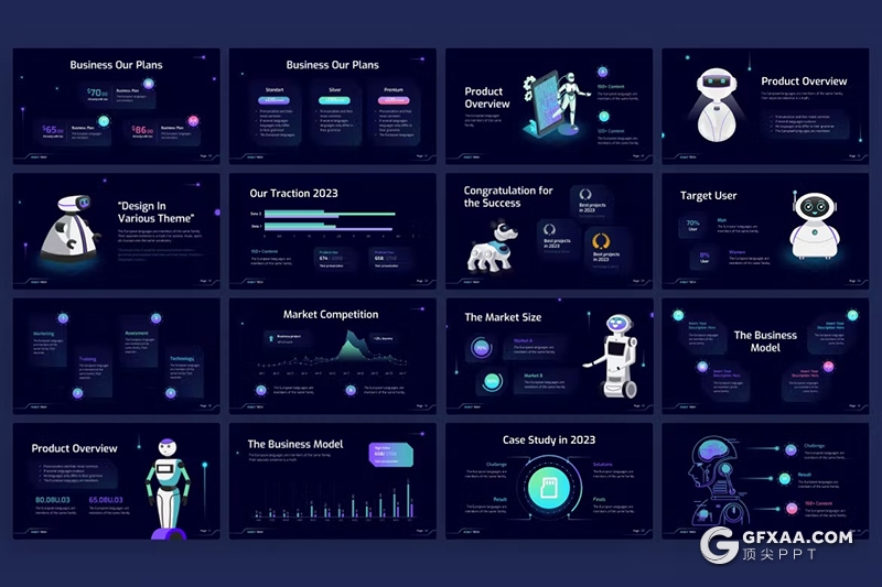 40页高端大气科技风人工智能机器人宣传介绍PPT模板 - 顶尖PPT