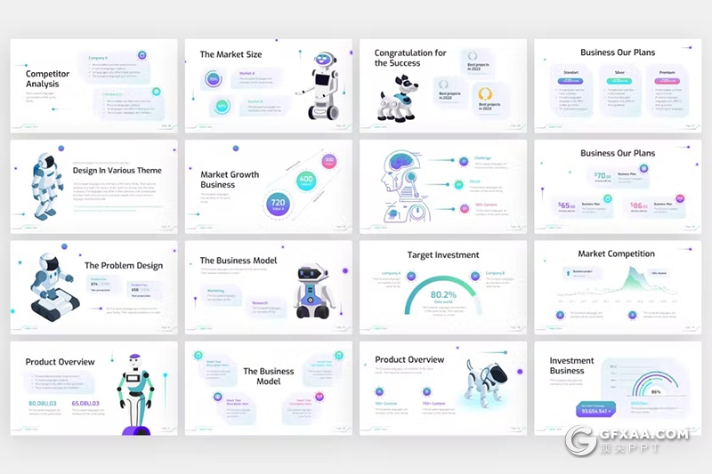 40页高端大气科技风人工智能机器人宣传介绍PPT模板 - 顶尖PPT