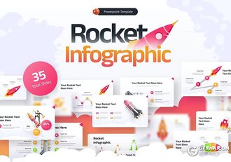 35页创意火箭商务数据分析图形图表PPT模板 - 顶尖PPT