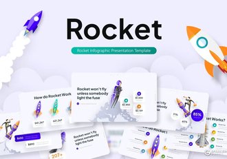 30页信息图卡通商务数据分析火箭图形图表PPT模板 - 顶尖PPT