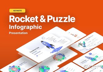 30页3D卡通商务人物火箭圆形数据分析图信息图形图表keynote模板 - 顶尖PPT