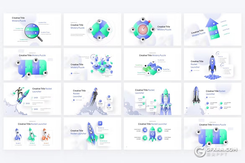 30页3D卡通商务人物火箭圆形数据分析图信息图形图表keynote模板 - 顶尖PPT