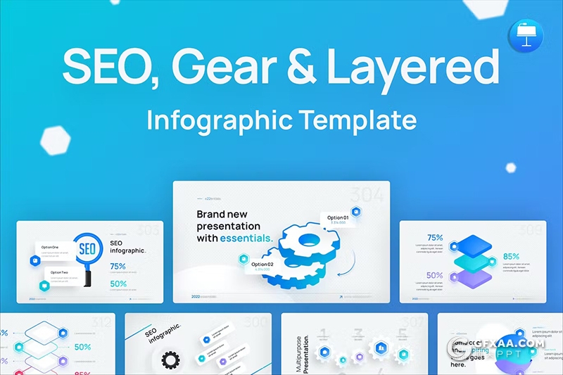 数据分析锯齿分层信息图形图表keynote模板 - 顶尖PPT