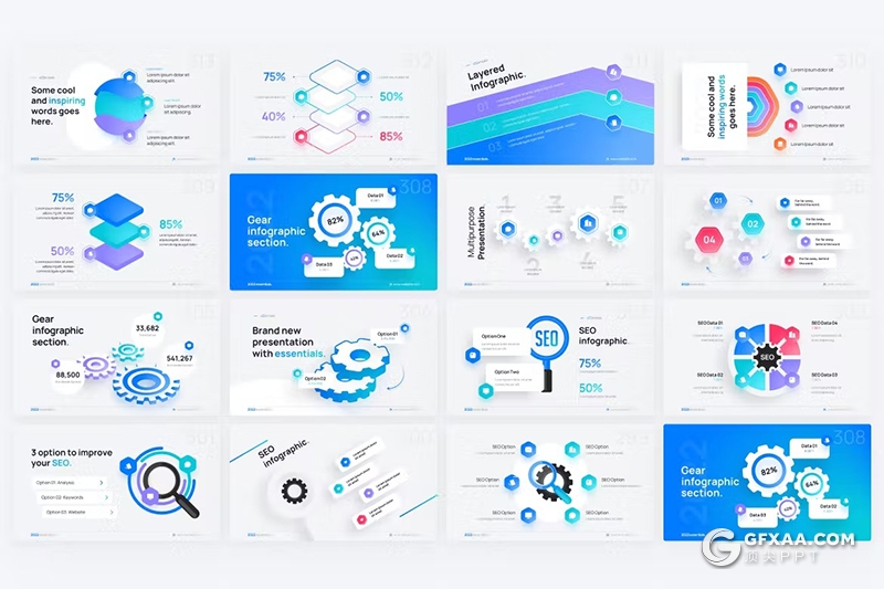 数据分析锯齿分层信息图形图表keynote模板 - 顶尖PPT