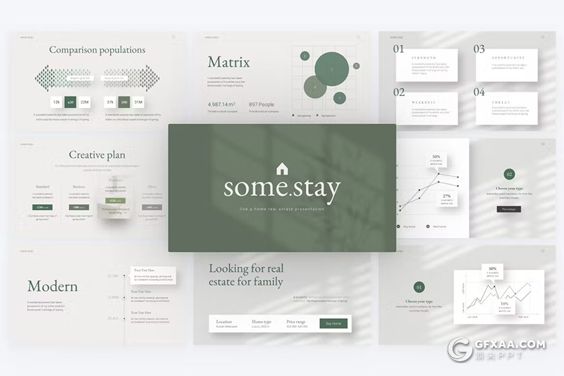 84页欧式简约风格房产中介装修设计地产开发通用PPT模板 - 顶尖PPT