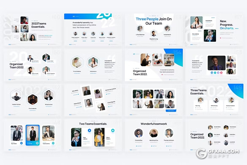 蓝色黑白底色欧美团队公司人员介绍企业领导人介绍组织架构keynote模板 - 顶尖PPT