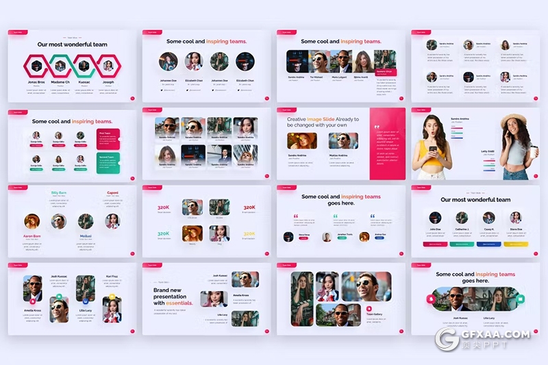 50页欧美风格企业团队热人员介绍国外商务PPT模板 - 顶尖PPT