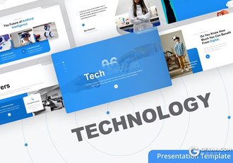 蓝色科技风虚拟世界VR项目介绍国外PPT模板 - 顶尖PPT