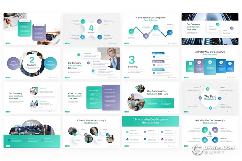 40页商务解决方案信息图形国外PPT模板 - 顶尖PPT