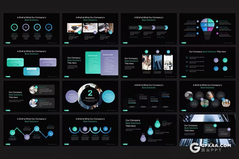 40页商务解决方案信息图形国外PPT模板 - 顶尖PPT
