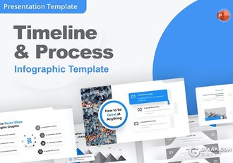 微立体风格蓝色工作规划时间日程安排PPT图形模板 - 顶尖PPT