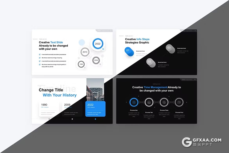 微立体风格蓝色工作规划时间日程安排PPT图形模板 - 顶尖PPT