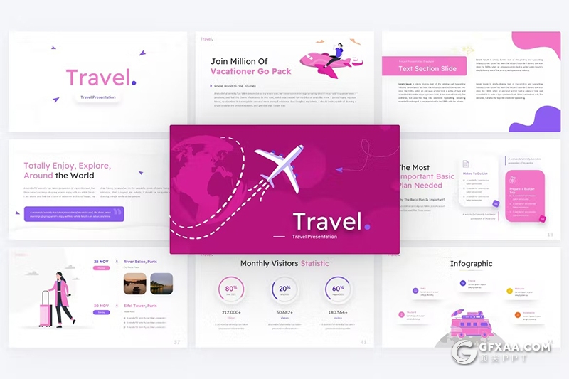 81页旅游景点介绍宣传旅游数据分析PPT模板 - 顶尖PPT