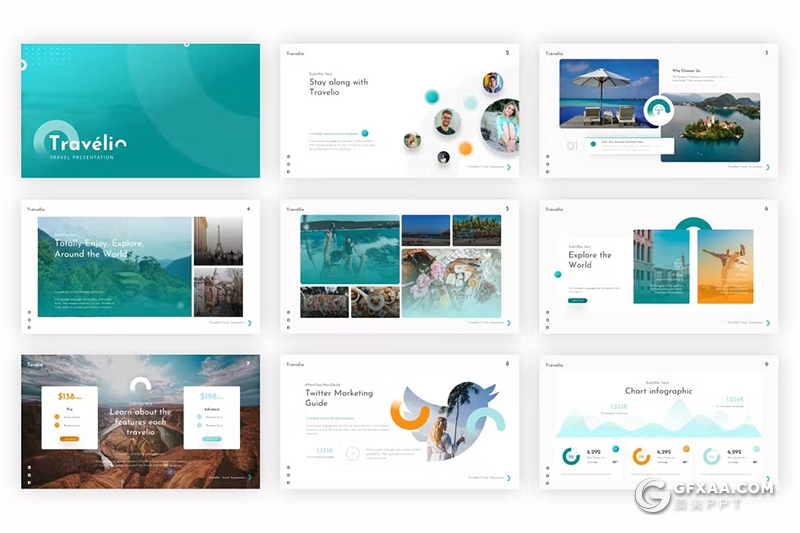 20页旅游景点介绍旅游主题演讲通用Keynote模板 - 顶尖PPT