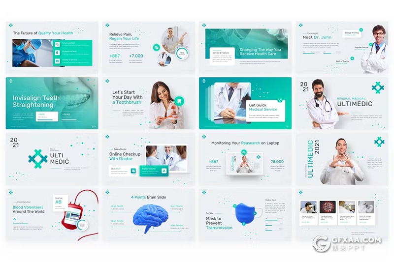 86页医疗医学研究医学团队展示医疗主题国外PPT模板 - 顶尖PPT