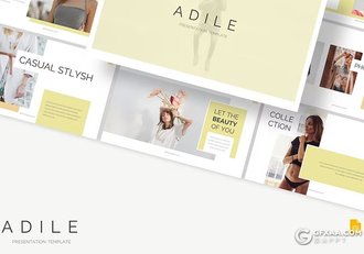 30页文艺风格模特摄影展示服装展示国外GoogleSlides模板 - 顶尖PPT