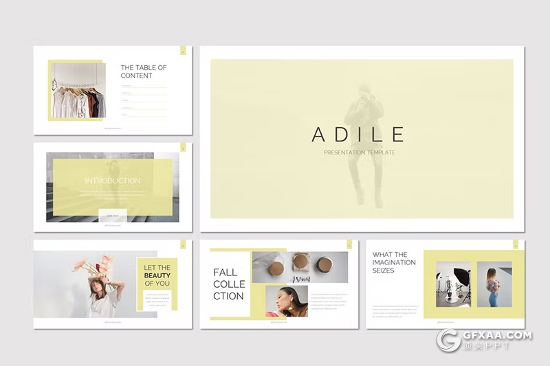 30页文艺风格模特摄影展示服装展示国外KeyNote模板 - 顶尖PPT