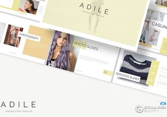 30页文艺风格模特摄影展示服装展示国外KeyNote模板 - 顶尖PPT