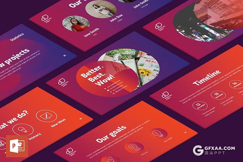 51页渐变色大气商务团队介绍品牌宣传商业计划通用国外PPT模板 - 顶尖PPT