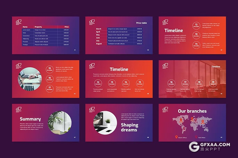 51页渐变色大气商务团队介绍品牌宣传商业计划通用国外PPT模板 - 顶尖PPT