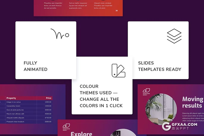 51页渐变色大气商务团队介绍品牌宣传商业计划通用国外PPT模板 - 顶尖PPT
