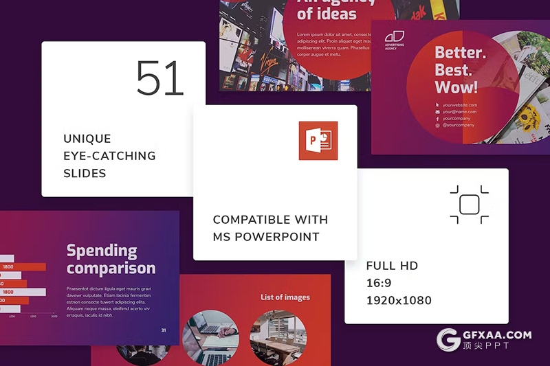 51页渐变色大气商务团队介绍品牌宣传商业计划通用国外PPT模板 - 顶尖PPT