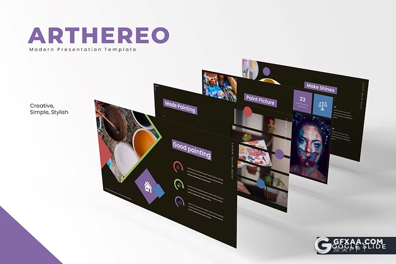 30页少儿彩色感知儿童美术绘画培训创意主题GoogleSlides模板 - 顶尖PPT