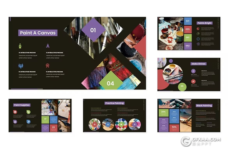 30页少儿彩色感知儿童美术绘画培训创意主题KeyNote模板 - 顶尖PPT