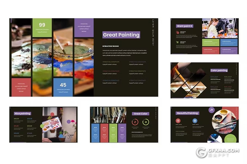 30页少儿彩色感知儿童美术绘画培训创意主题KeyNote模板 - 顶尖PPT