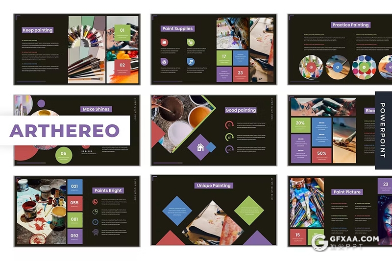 30页少儿彩色感知儿童美术绘画培训创意主题PPT模板 - 顶尖PPT