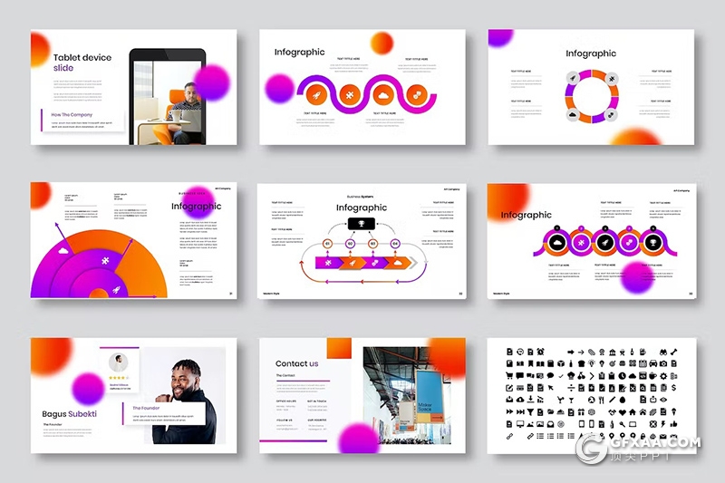 39页渐变紫色商业计划书商务合作团队介绍商务通用国外PPT模板 - 顶尖PPT