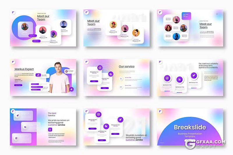 39页精美大气业务合作团队介绍品牌宣传商务通用国外PPT模板 - 顶尖PPT