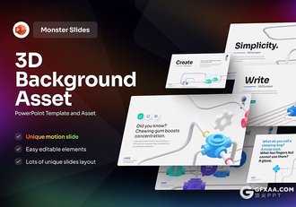 三维背景资产数据报告图形图表PPT模板 - 顶尖PPT