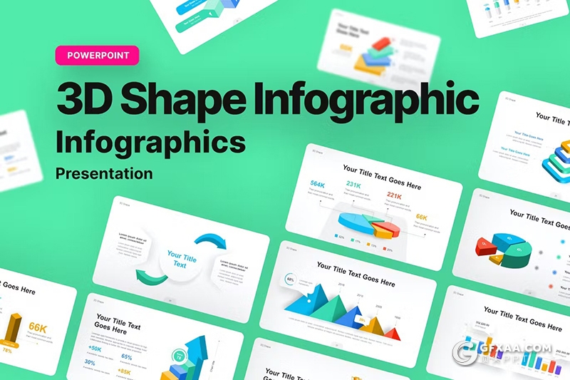 30页多色彩3D立体商务数据信息图形图表PPT模板 - 顶尖PPT