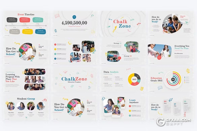 86页粉笔涂鸦教育培训主题国外PPT模板 - 顶尖PPT