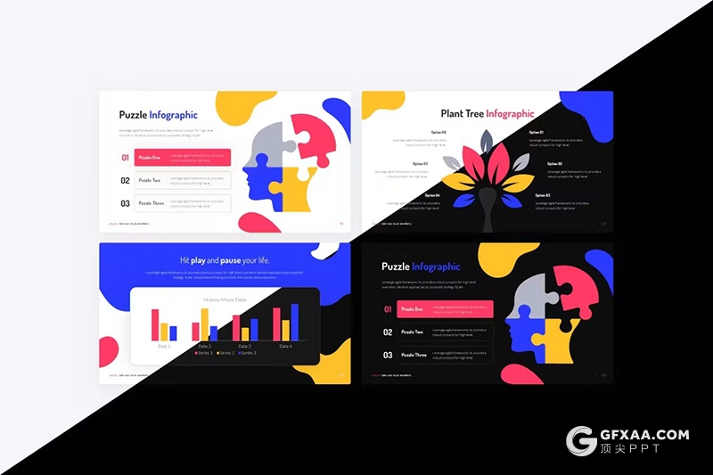 64页卡通风格音乐活动主题演讲keynote模板11种配色 - 顶尖PPT