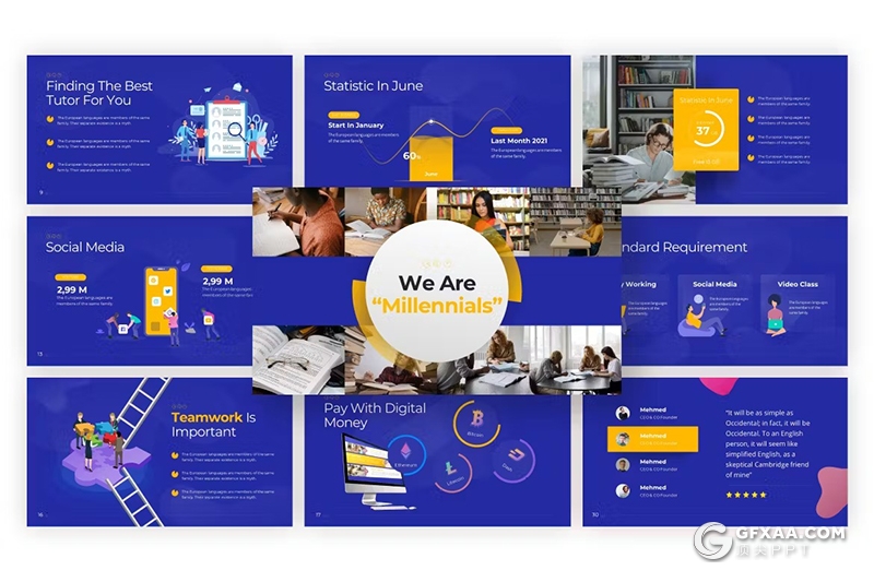 33页大学教育宣传大学生活展示国外PPT模板 - 顶尖PPT