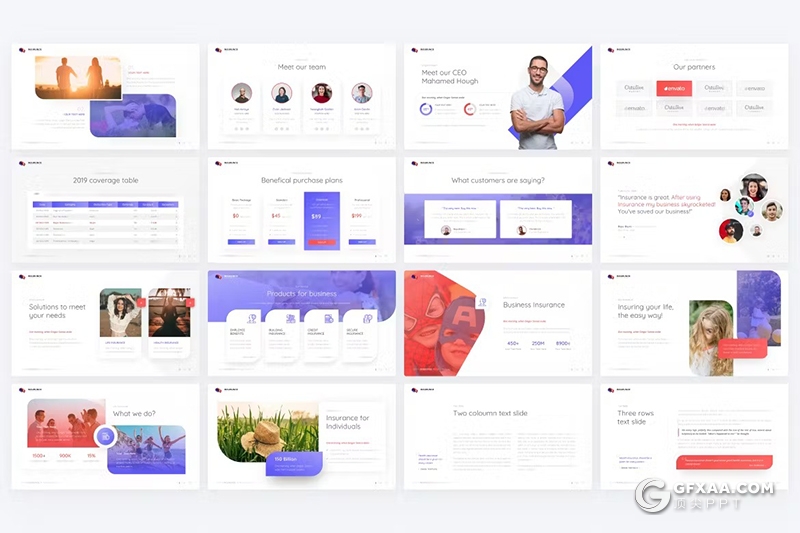 64页保险业务推销商业保险主题演讲KeyNote模板11种配色 - 顶尖PPT
