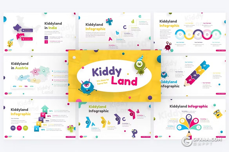 64页国外高级创意动画儿童早教培训趣味教育主题keynote模板11种配色 - 顶尖PPT